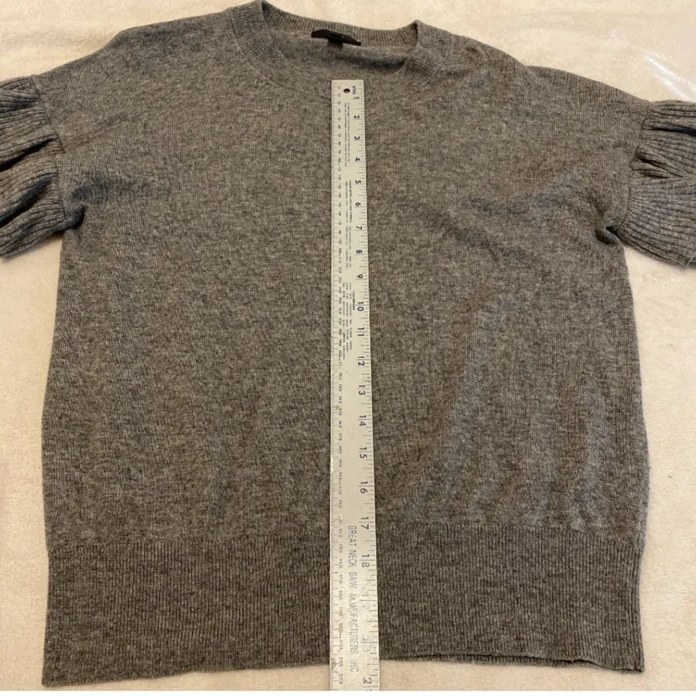 J. Crew Gray Ruffle Sleeve Sweater